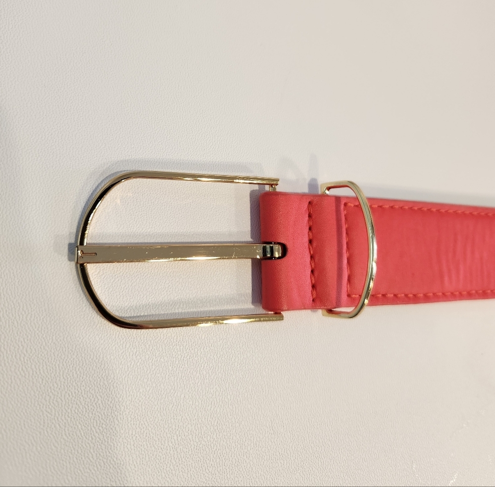 Ted Baker Pink Coral Orange Belt with Gold Buckle